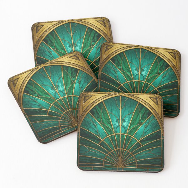 Item preview, Elegant Stained Glass Art Deco Window With Marble And Gemstone designed and sold by svarupa.