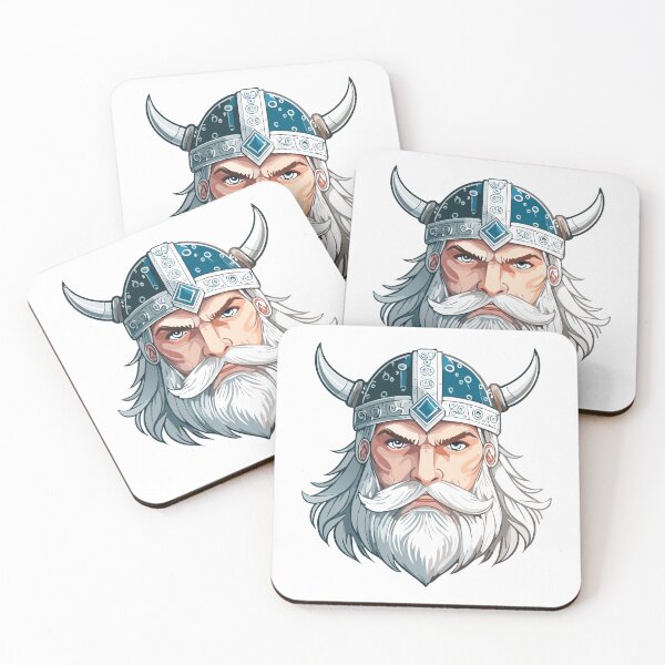 Item preview, Color portrait of a frowning angry viking warrior in a horned helmet designed and sold by Danler.