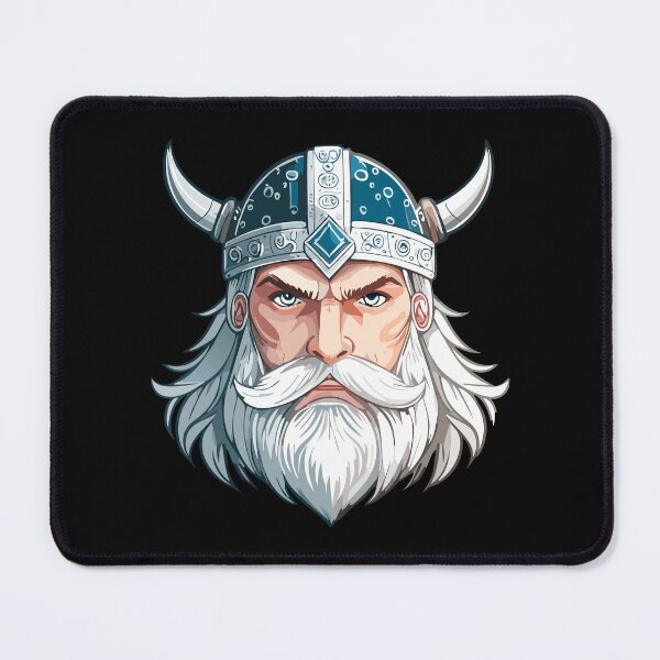 Item preview, Color portrait of a frowning angry viking warrior in a horned helmet designed and sold by Danler.