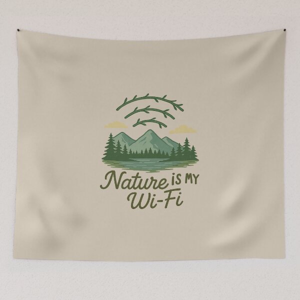 Item preview, Nature is My Wi-Fi – Eco Tech Hand-Drawn Design designed and sold by Bratak.