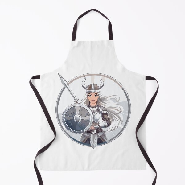 Item preview, Color portrait of a female Viking warrior in a horned helmet with a sword and shield designed and sold by Danler.