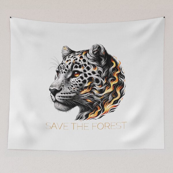 Item preview, Save the Forest – Fierce Leopard Fire Awareness Design designed and sold by Furr-n-Purr.