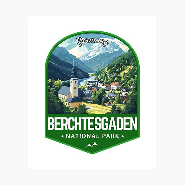 Item preview, Berchtesgaden National Park in Germany Retro Travel Art Emblem designed and sold by MaateoDesign.