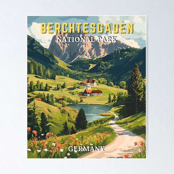 Artikel-Vorschau von Nationalpark Berchtesgaden in Deutschland Vintage Reisekunstlandschaft, designt und verkauft von MaateoDesign.