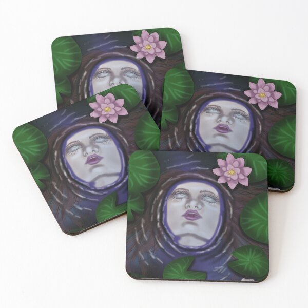 Item preview, 3d illustration of a fantasy woman in a dark lake with lotus flowers designed and sold by katecheerycake.