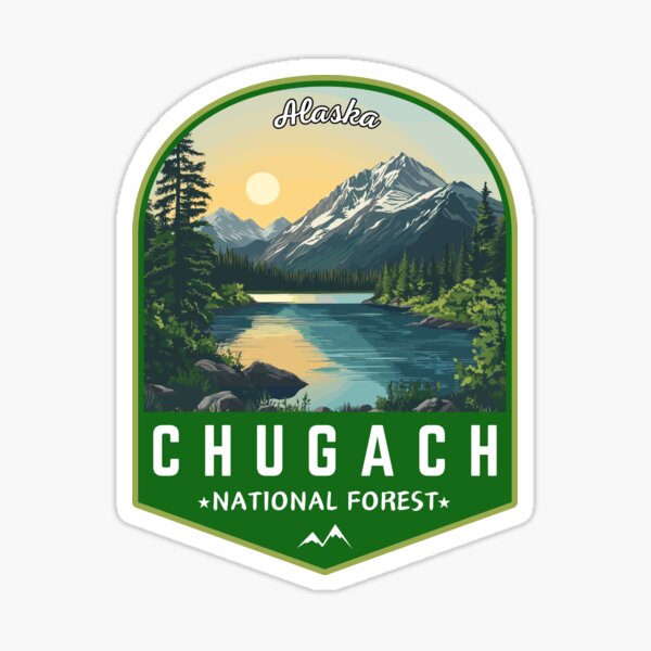 Item preview, Chugach National Forest in Alaska, USA Retro Travel Art Emblem designed and sold by MaateoDesign.
