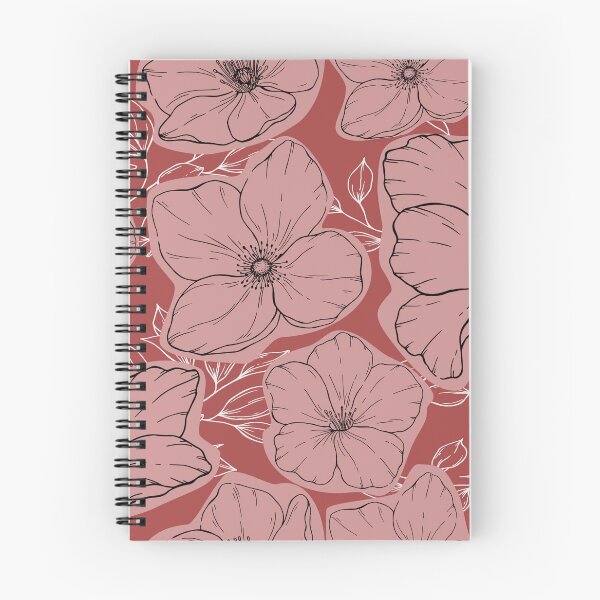 Item preview, Line-Art Flowers & Leaves - Floral pattern on red background designed and sold by EMJAYHeiss.