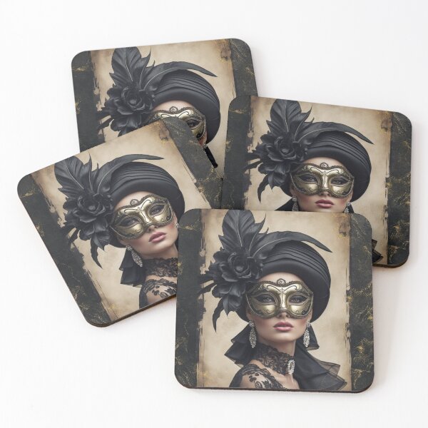 Item preview, Venetian Elegance – Mysterious Woman in Gold Mask designed and sold by sneidere9dace.