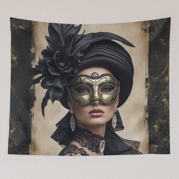 Item preview, Venetian Elegance – Mysterious Woman in Gold Mask designed and sold by sneidere9dace.