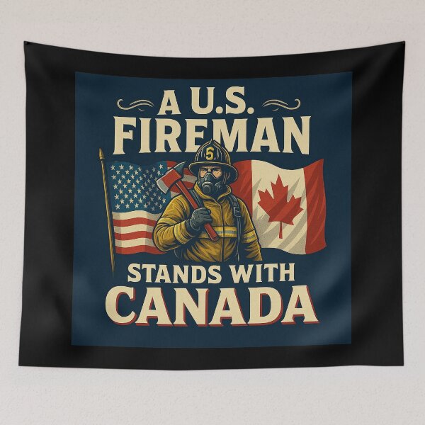 Item preview, A U.S. Fireman Stands with Canada designed and sold by MySheetMusicArt.