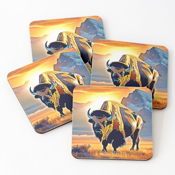 Item preview, Sunset Mountain Bison Art Design designed and sold by Health And Fitness Posts e-Store.