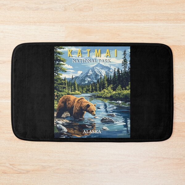 Item preview, Katmai National Park in Alaska, USA Vintage Travel Art Landscape designed and sold by MaateoDesign.