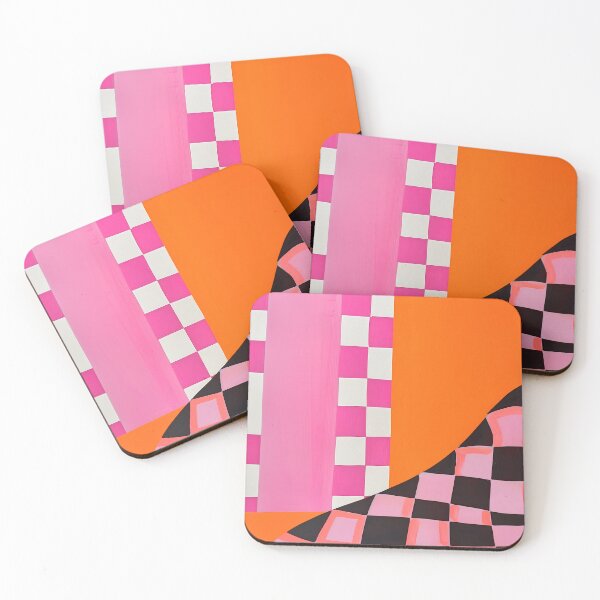 Item preview, Pink and Orange Abstract Checks designed and sold by gypsy-galleria.
