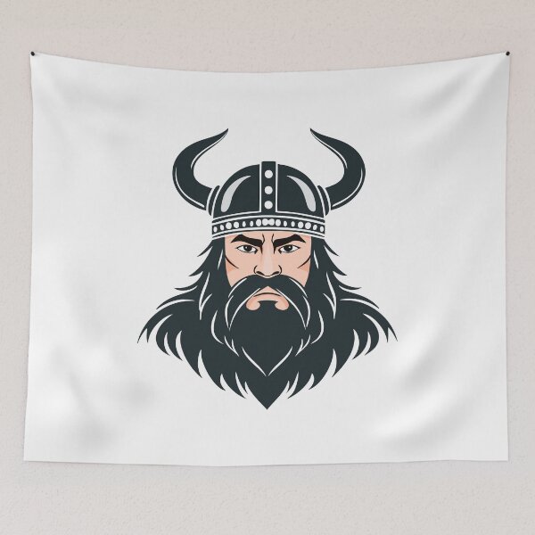 Item preview, Portrait of a frowning angry viking warrior in a horned helmet designed and sold by Danler.