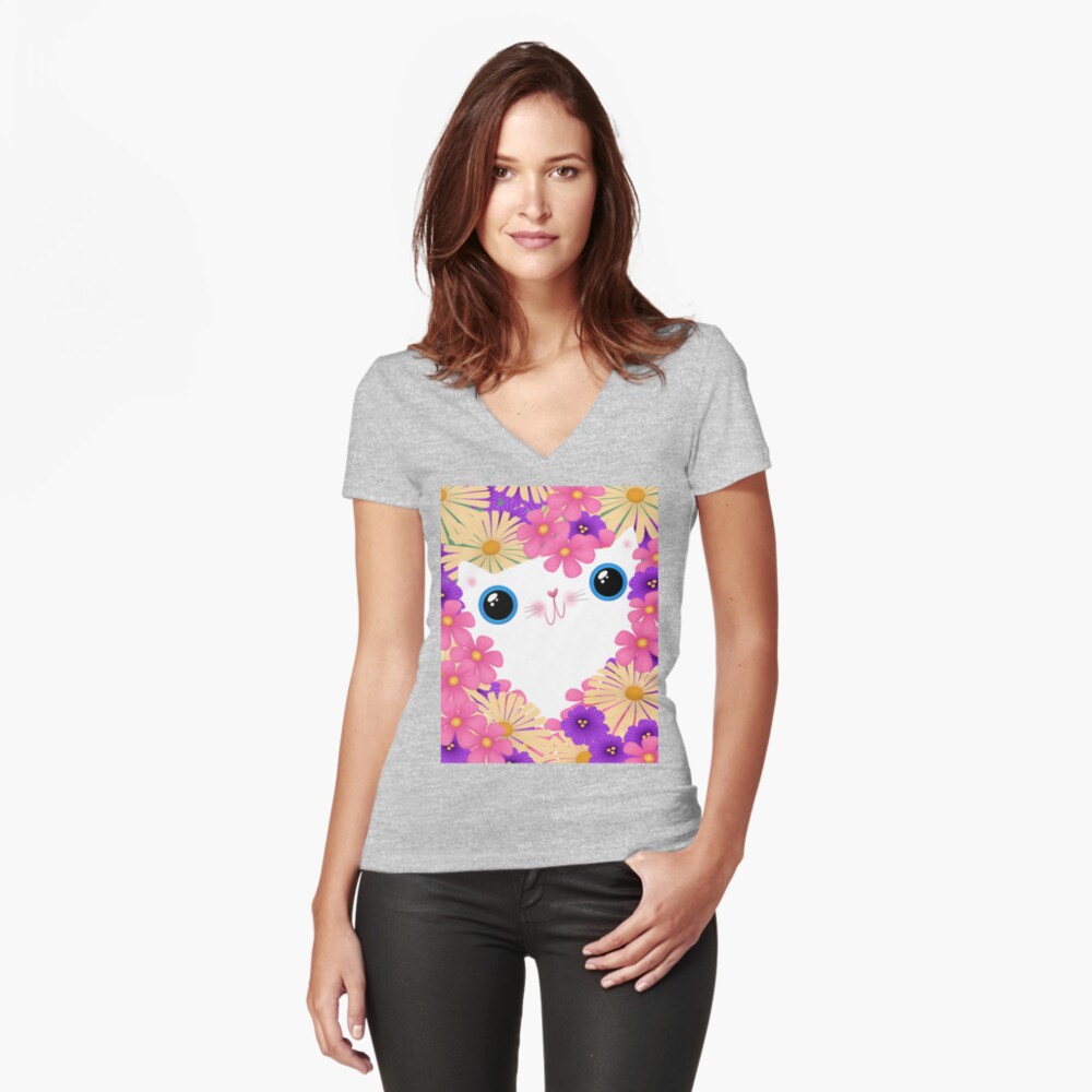 Aperçu de l'œuvre T-shirt moulant col V créée et vendue par gal-art.