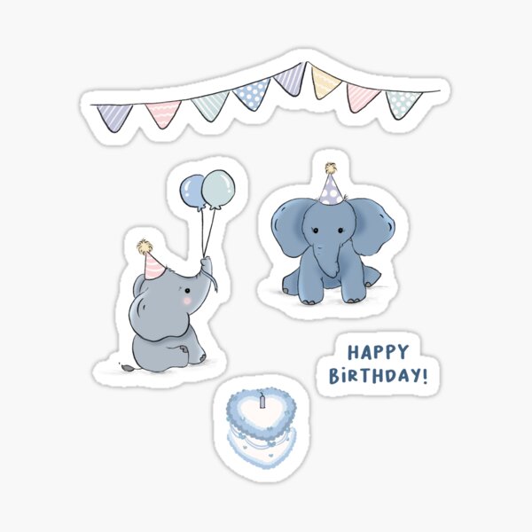 Item preview, Happy Birthday Blue Elephants designed and sold by Hannah Belle.