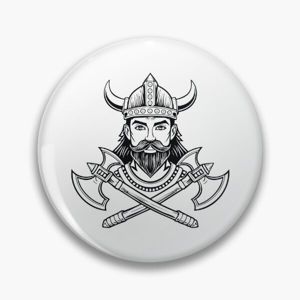 Item preview, Black and white portrait of a viking warrior with two axes designed and sold by Danler.