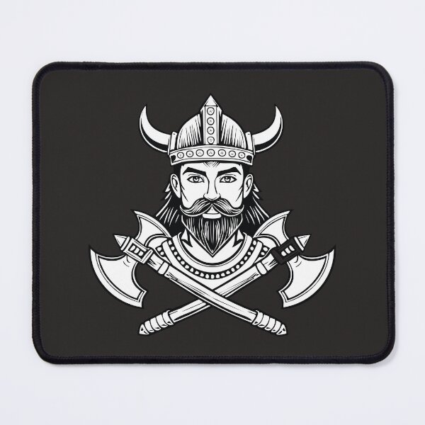 Item preview, Black and white portrait of a viking warrior with two axes designed and sold by Danler.