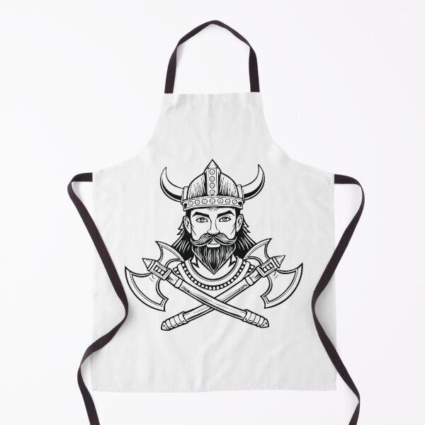 Item preview, Black and white portrait of a viking warrior with two axes designed and sold by Danler.