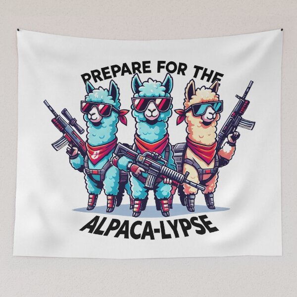 Item preview,  Funny Alpaca Apocalypse | Armed Llama Squad Cartoon T-Shirt designed and sold by DrawHandArt.