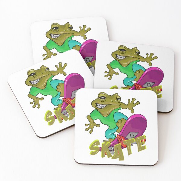 Item preview, Golden frog with the word skater on a skateboard designed and sold by Joncasmiart.
