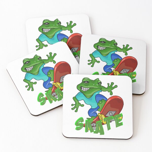 Item preview, Green frog with the word skater on a skateboard designed and sold by Joncasmiart.