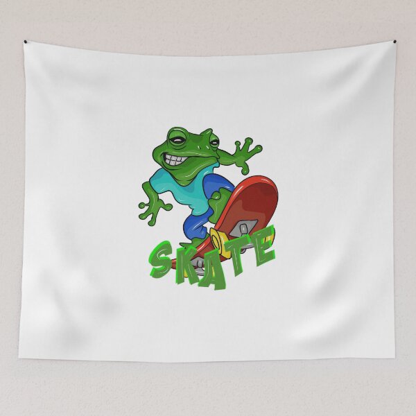 Item preview, Green frog with the word skater on a skateboard designed and sold by Joncasmiart.