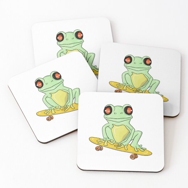 Item preview, Green frog sitting on a skateboard designed and sold by Joncasmiart.