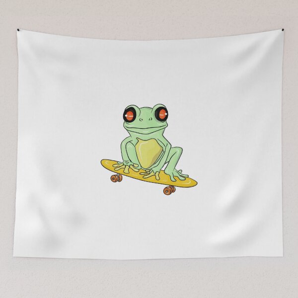 Item preview, Green frog sitting on a skateboard designed and sold by Joncasmiart.