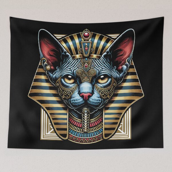 Item preview, Ancient Egyptian Sphinx Cat | Pharaoh Feline Royalty Artwork designed and sold by DrawHandArt.