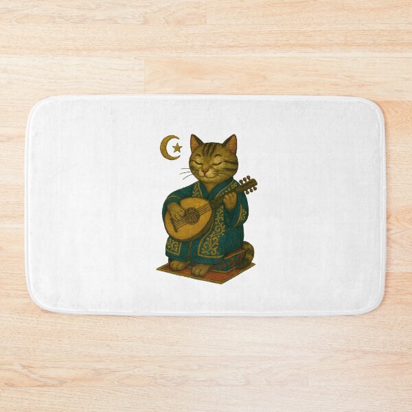Item preview, Moroccan Cat with Oud – Embroidered Music Patch designed and sold by #Adulting Central.