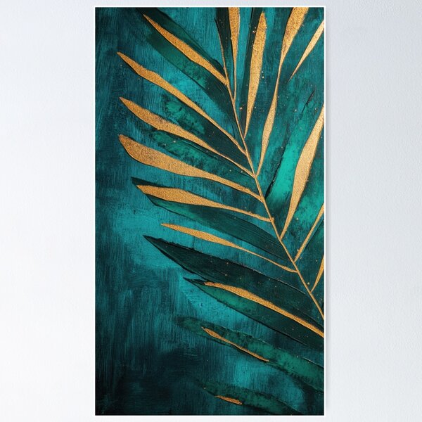 Item preview, Turquoise palm leaf art designed and sold by anytka.