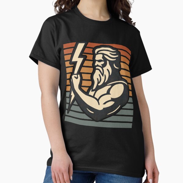 Vista previa del artículo con la obra «Zeus, dios del trueno vintage: diseño retro de mitología griega con poder de rayo», diseñado y vendido por DrawHandArt.