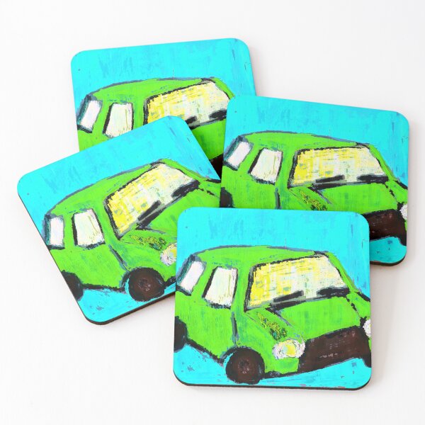 Item preview, bright green car  designed and sold by becky43art.