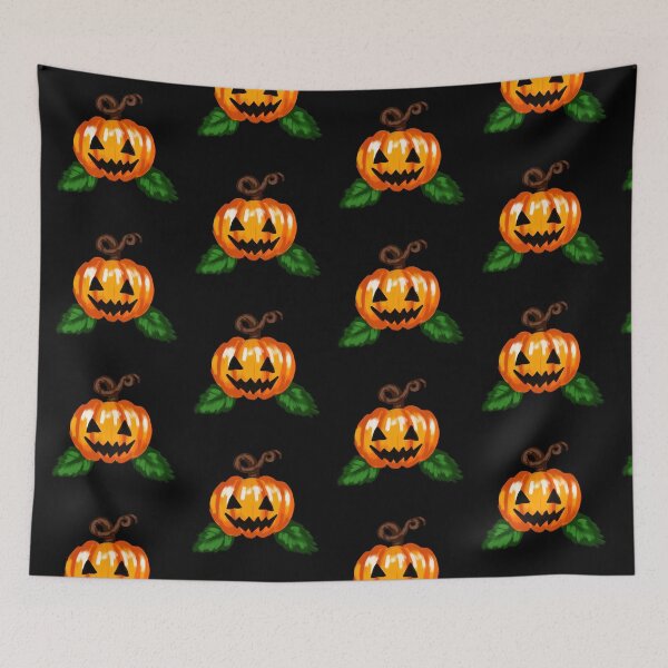 Item preview, Orange pumpkin with green leaves and brown stem, with black border designed and sold by katecheerycake.