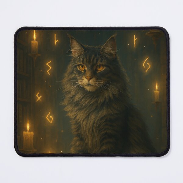 Item preview, Mystic Maine Coon in Enchanted Library designed and sold by LesChatsArt.
