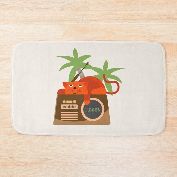 Item preview, Illustration Lazy Cat and Retro radio,Palms  designed and sold by AlginaPugachova.
