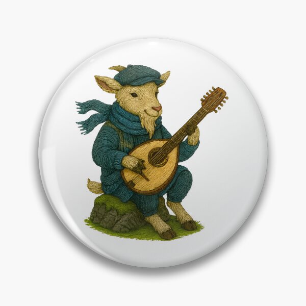 Item preview, Azorean Goat Musician – Viola da Terra Embroidered Patch designed and sold by #Adulting Central.