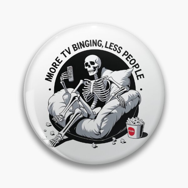 Item preview, More TV Binging Less People Skeleton T-Shirt, Funny Skeleton Tee designed and sold by fenrirwulf68.