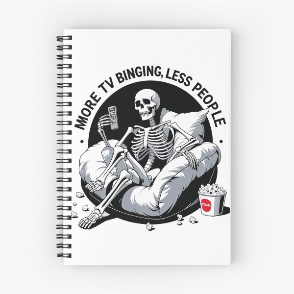 Item preview, More TV Binging Less People Skeleton T-Shirt, Funny Skeleton Tee designed and sold by fenrirwulf68.