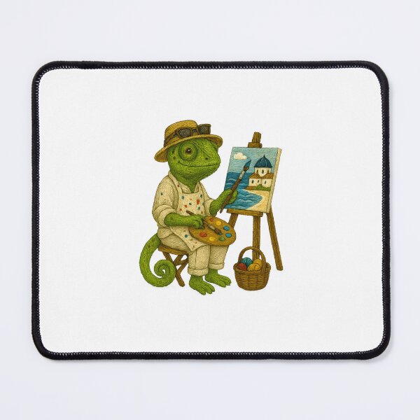 Item preview, Altean Chameleon Artist – Mediterranean Embroidery Sticker designed and sold by #Adulting Central.