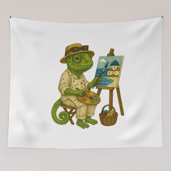 Item preview, Altean Chameleon Artist – Mediterranean Embroidery Sticker designed and sold by #Adulting Central.