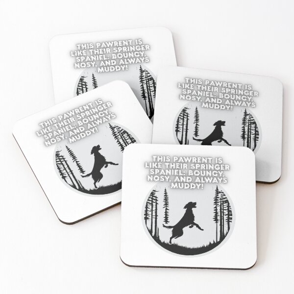 Item preview, Springer Spaniel Silhouette – Mid-Leap in Misty Forest at Dawn designed and sold by Paws and Ink Art.