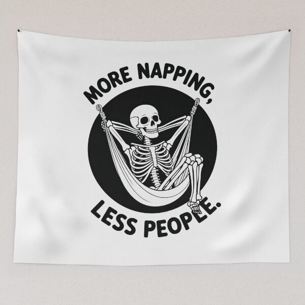 Item preview, More Napping Less People Funny Skeleton TShirt, Unique Graphic Tee designed and sold by fenrirwulf68.