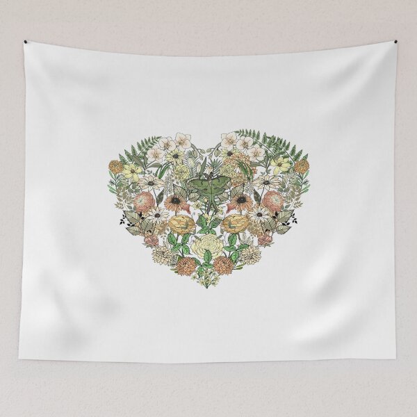 Item preview, Luna Moth Botanic Garden Heart  designed and sold by IrishVikingDesigns.