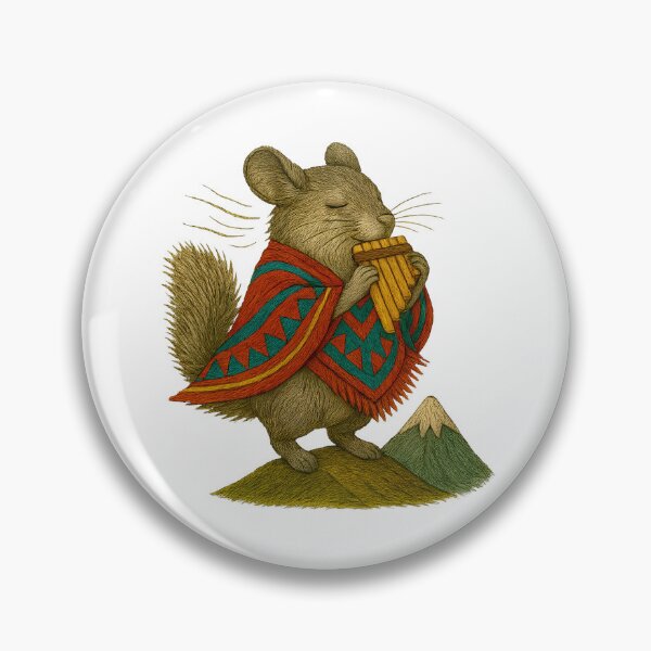 Item preview, Andean Chinchilla with Pan Flute – Embroidered South America Art designed and sold by #Adulting Central.