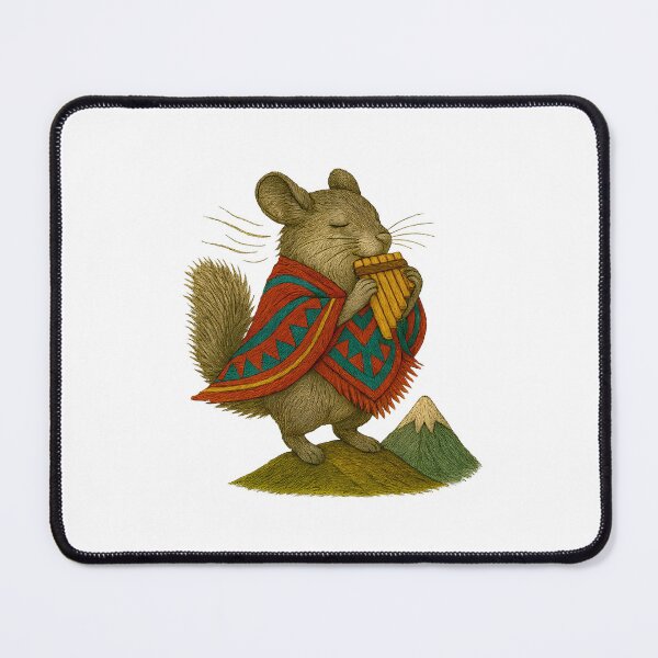Item preview, Andean Chinchilla with Pan Flute – Embroidered South America Art designed and sold by #Adulting Central.