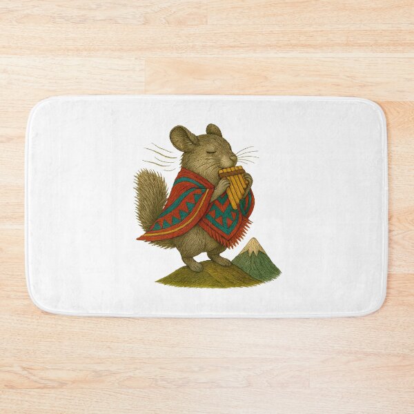 Item preview, Andean Chinchilla with Pan Flute – Embroidered South America Art designed and sold by #Adulting Central.