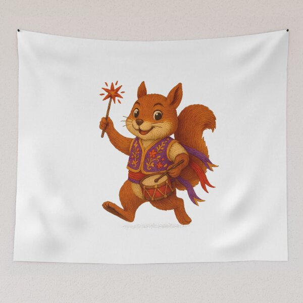 Item preview, Romanian Festival Squirrel – Embroidery Folk Celebration Art designed and sold by #Adulting Central.