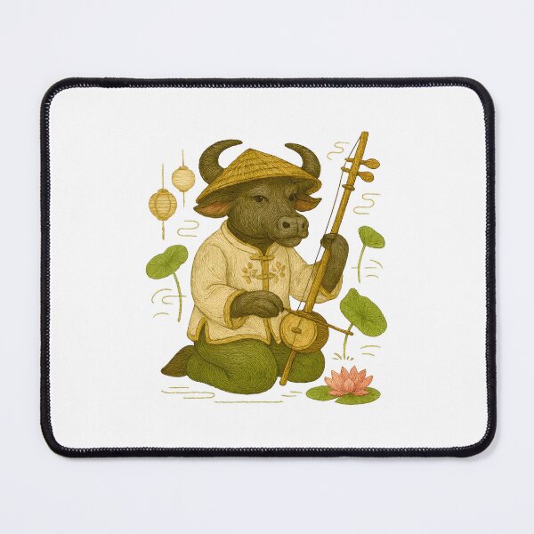 Item preview, Vietnamese Water Buffalo Musician – Embroidered Cultural Art designed and sold by #Adulting Central.